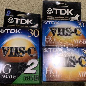 New TDK TC30 blank VHS-C camcorder video cassette tape HG ultimate (Lot of 5)
